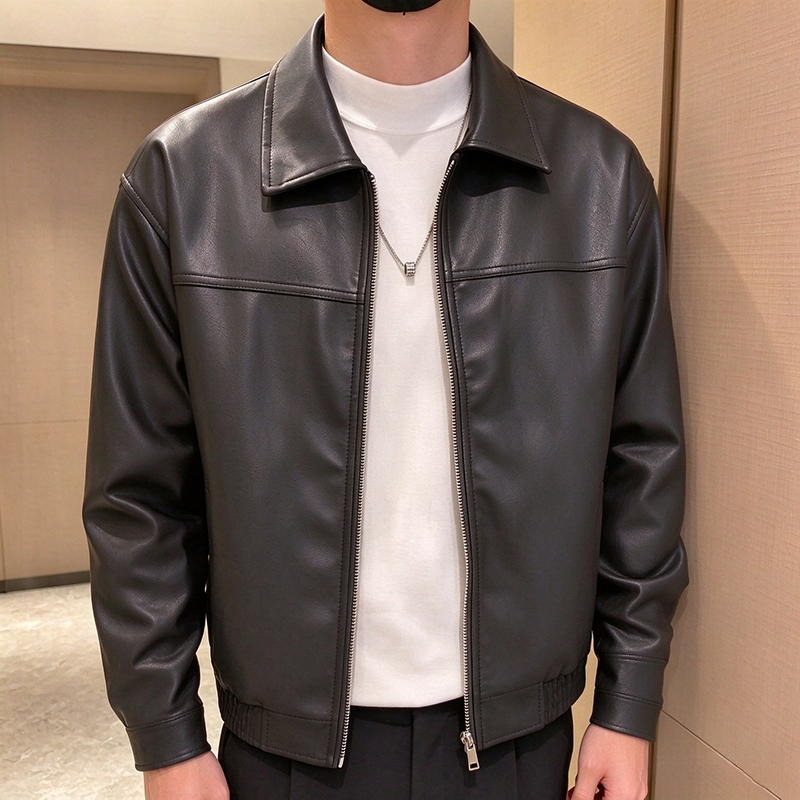 Classic Zip-Up Faux Leather Jacket