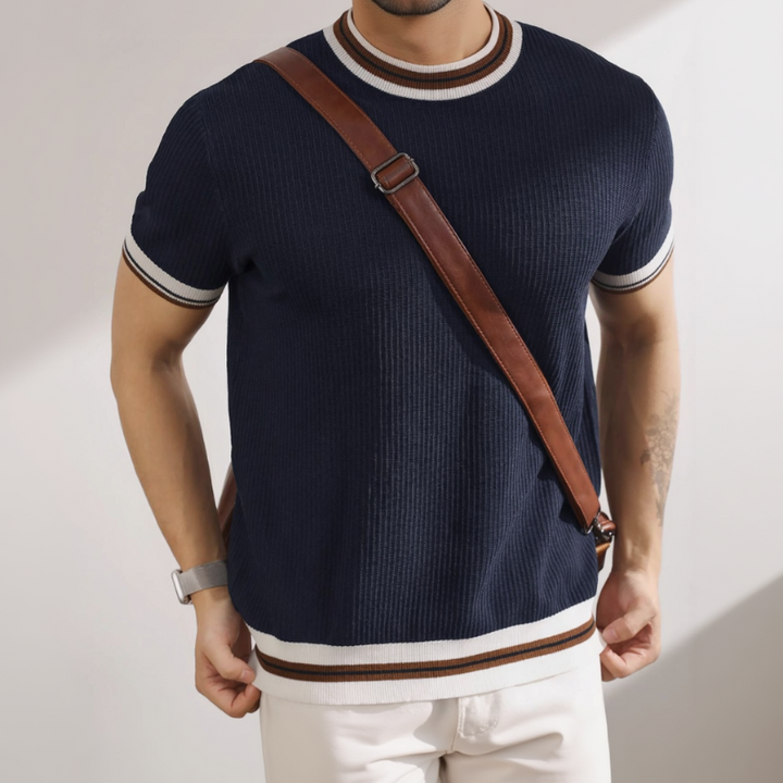 Men’s Color Block Striped Knit T-Shirt