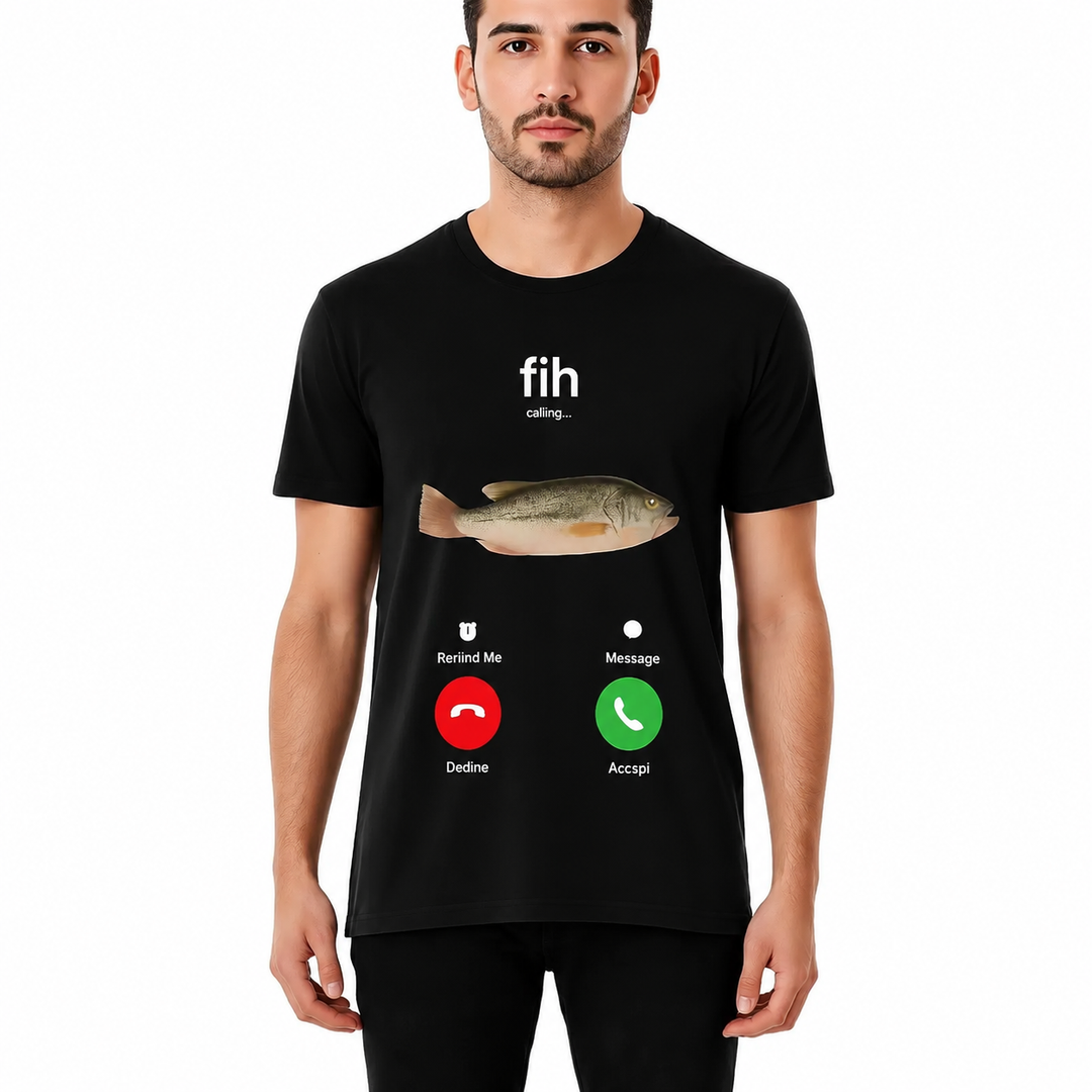 Funny Fish Calling Graphic T-Shirt