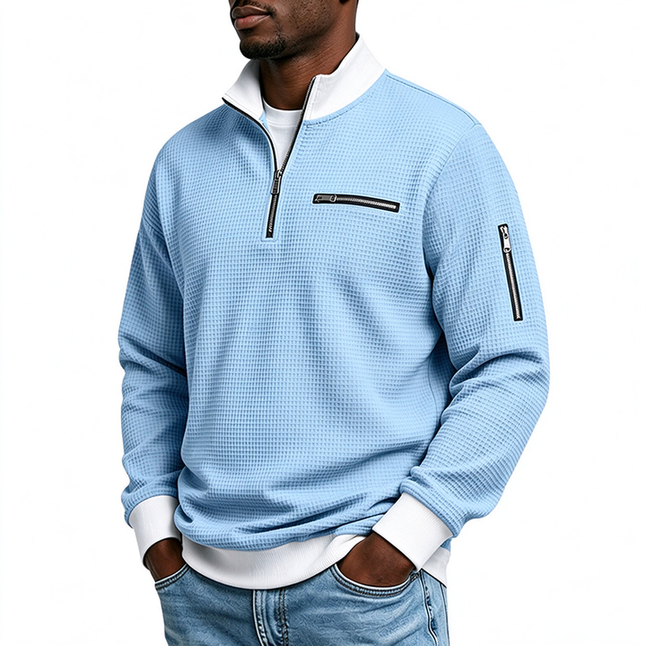 Quarter-Zip Textured Pullover Sweatshirt