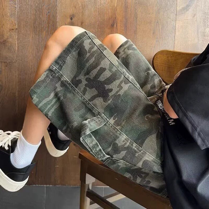 Camouflage Denim Shorts
