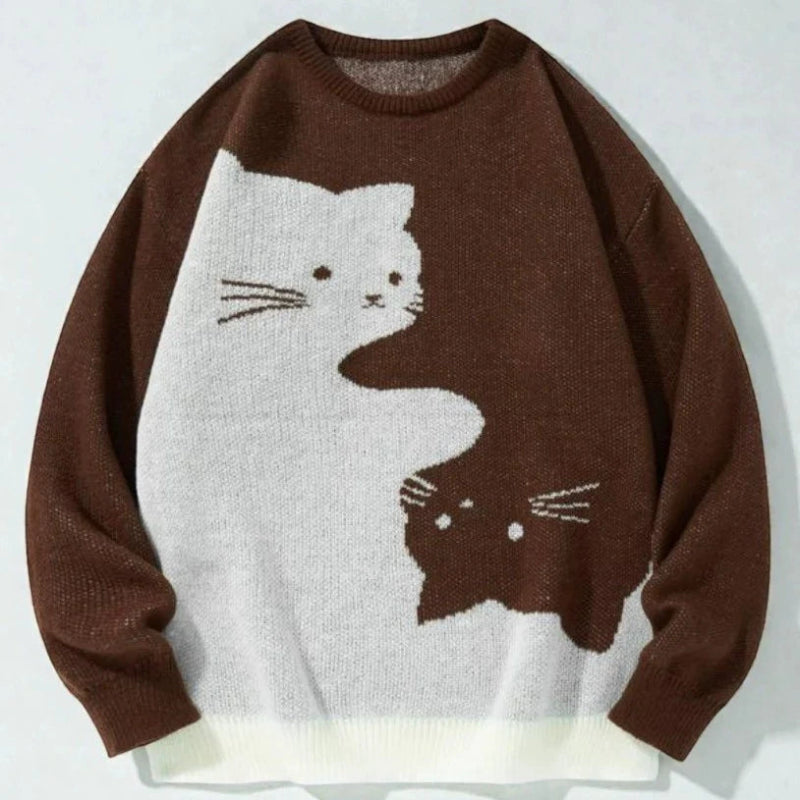 Contrast Cat Sweater