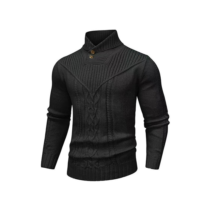 Stand Collar Ribbed Knit Sweater
