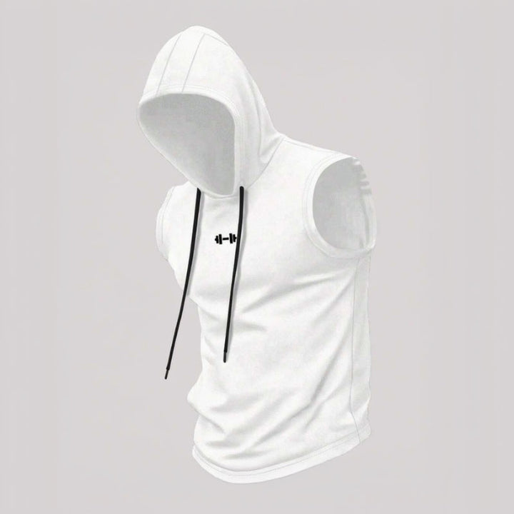 Hooded Fitness Tank Top with Dumbbell