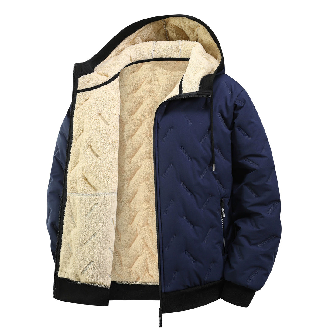 Fleece-Lined Quilted Hooded Jacket