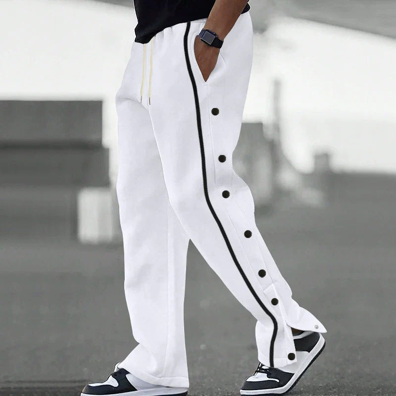 Men’s Casual Straight Fit Button Placket Pants