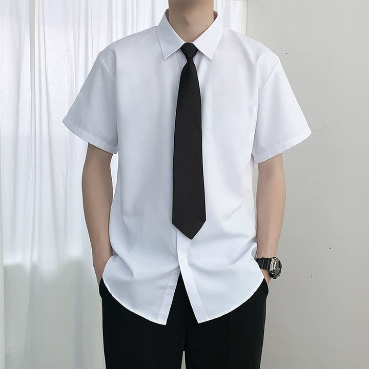 Tie Accent Short Sleeve Dress Shirt