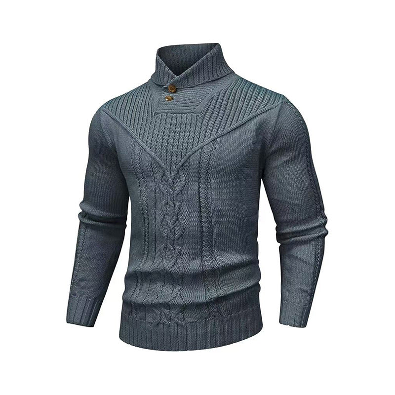 Stand Collar Ribbed Knit Sweater