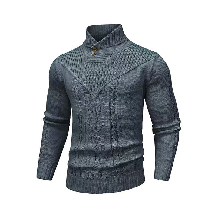 Stand Collar Ribbed Knit Sweater