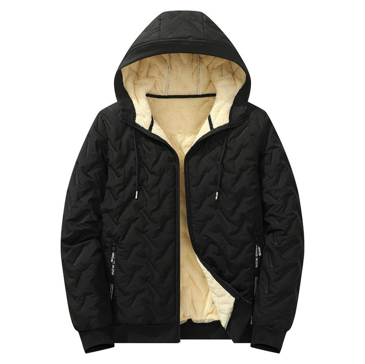 Fleece-Lined Quilted Hooded Jacket