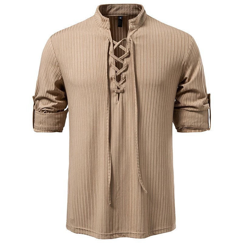 Vintage Lace-Up Henley Shirt