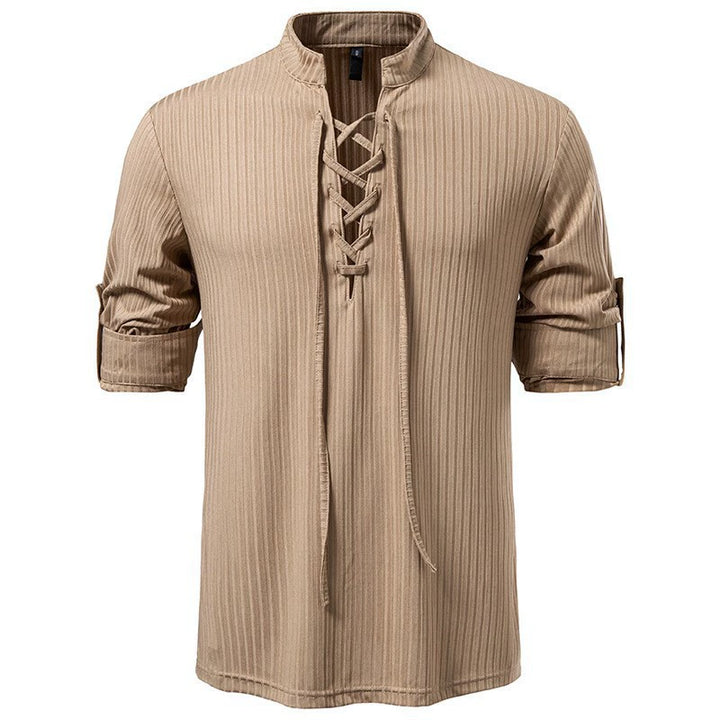 Vintage Lace-Up Henley Shirt