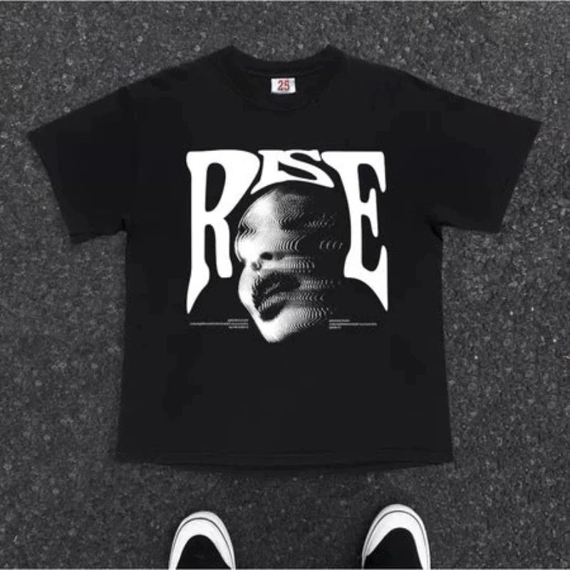 “RISE” Letter Print Oversized T-Shirt