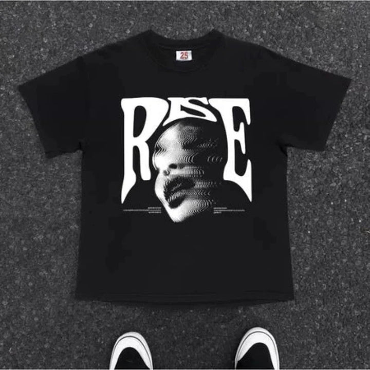 “RISE” Letter Print Oversized T-Shirt