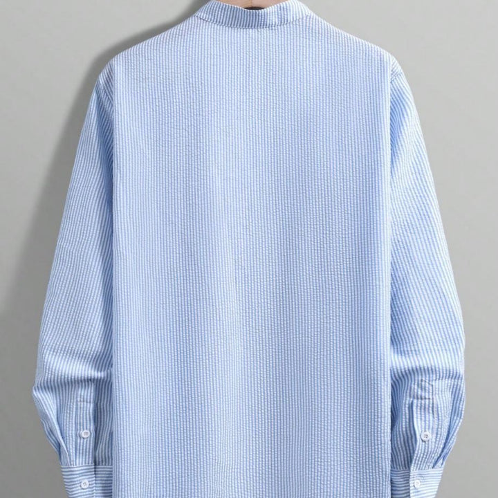Striped Band Collar Shirt