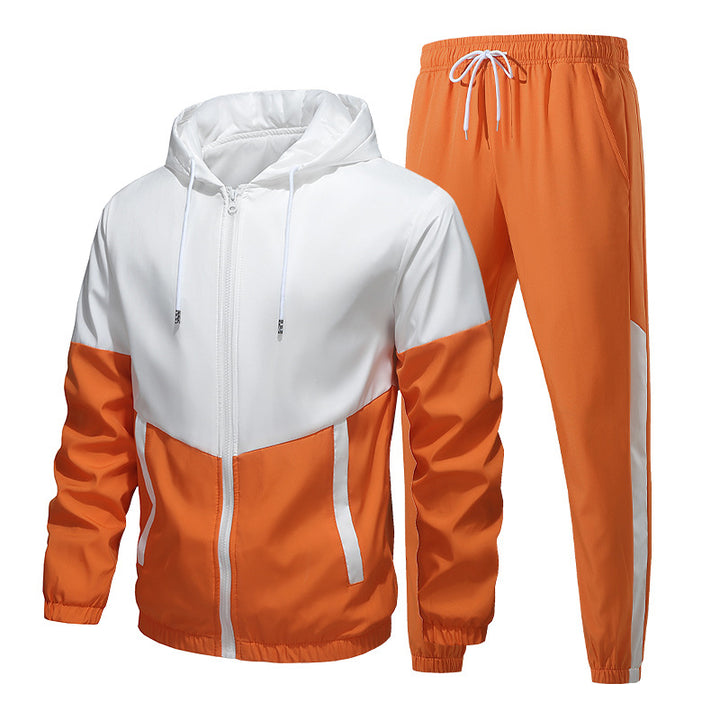 Colorblock Hooded Tracksuit Set