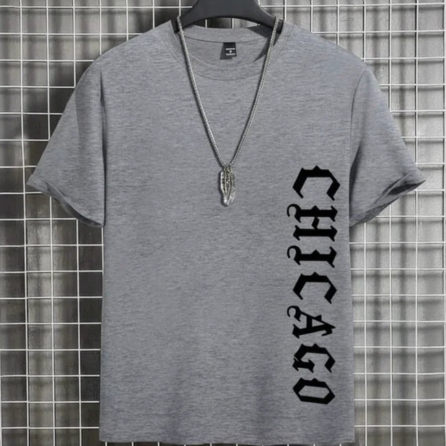 Men’s Chicago Letter Print Cotton T-Shirt