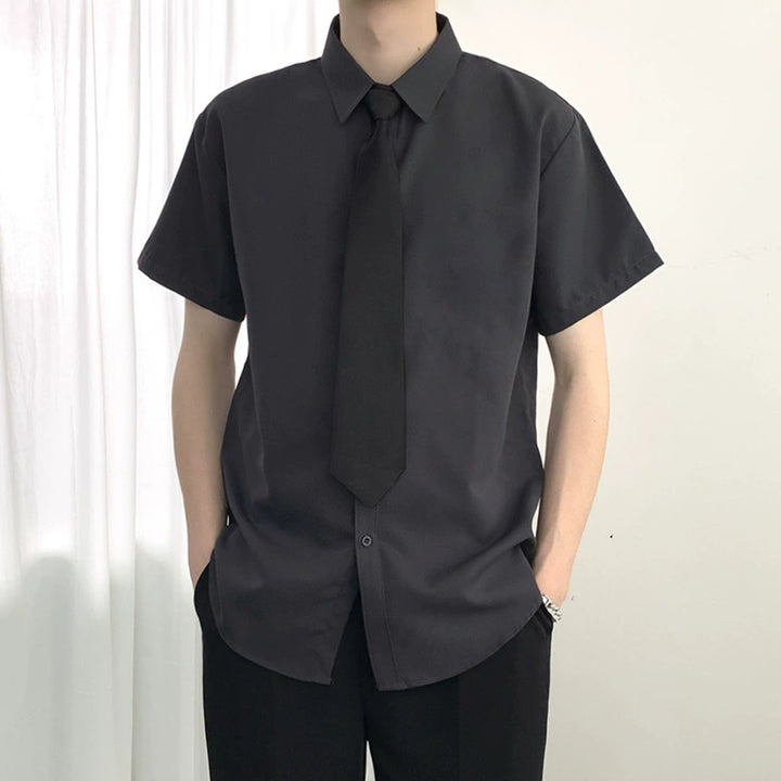 Tie Accent Short Sleeve Dress Shirt