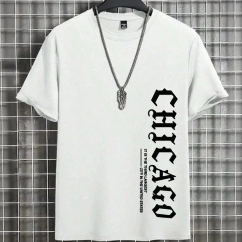 Men’s Chicago Letter Print Cotton T-Shirt