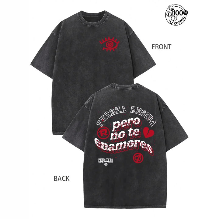 Vintage-wash letter print T-shirt
