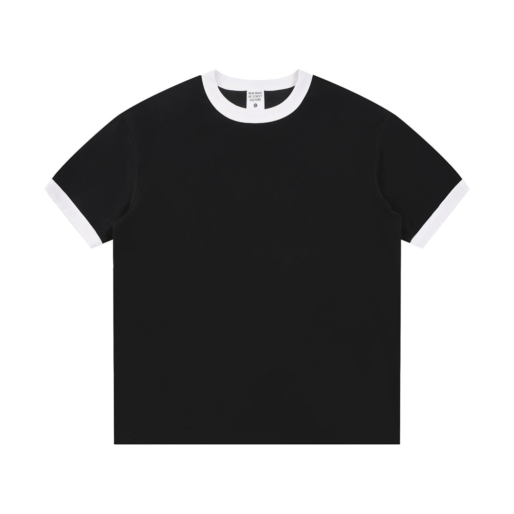 Color Block Cotton Crew Neck T-Shirt