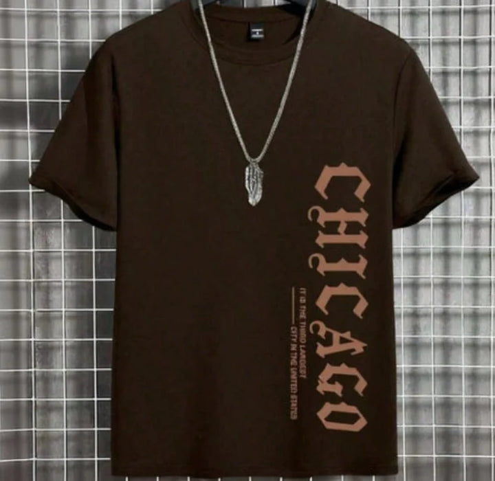 Men’s Chicago Letter Print Cotton T-Shirt