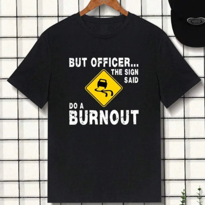 T-shirt with a funny road sign print