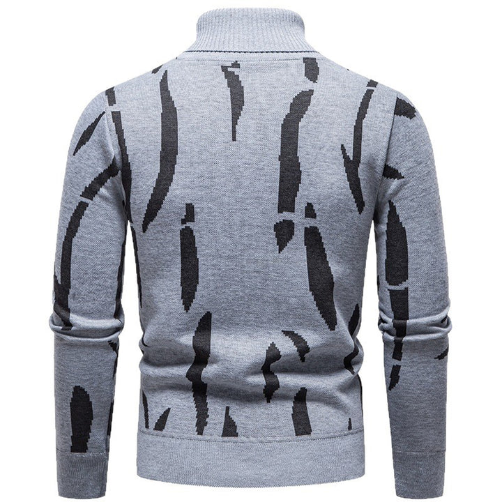 Abstract Pattern Turtleneck Knit Sweater