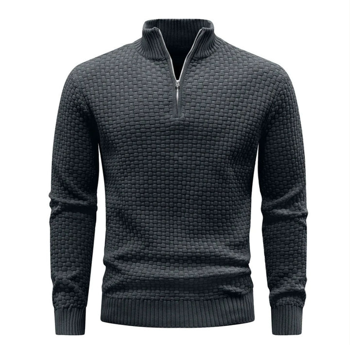 Textured Half-Zip Knit Sweater