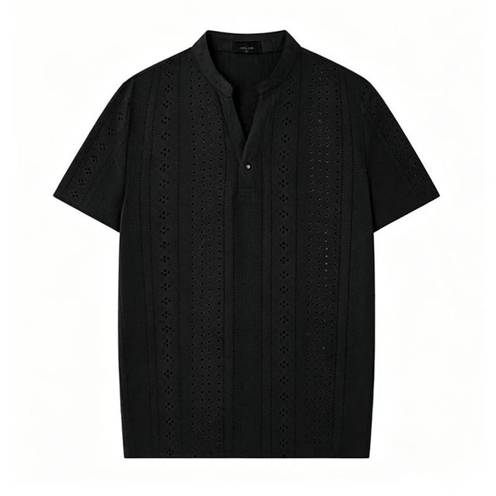 Breathable Textured Henley Shirt