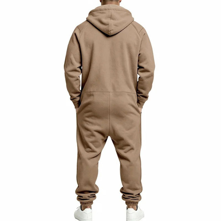 Hooded Zip-Up One-Piece Jumpsuit