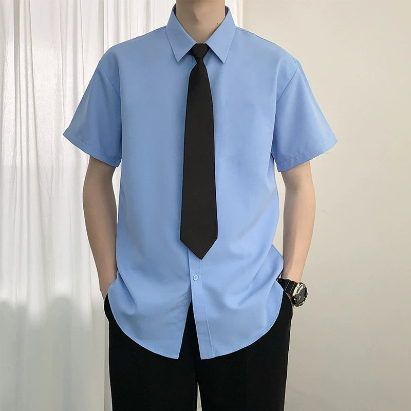 Tie Accent Short Sleeve Dress Shirt