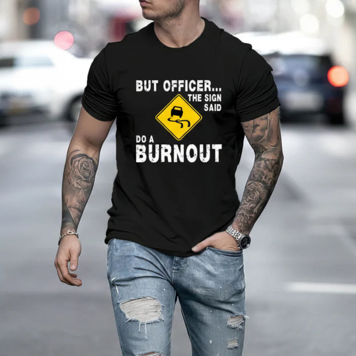 T-shirt with a funny road sign print