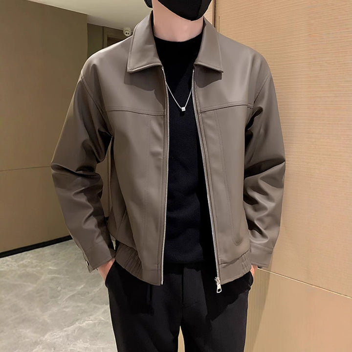 Classic Zip-Up Faux Leather Jacket