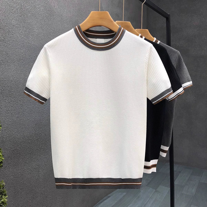 Men’s Color Block Striped Knit T-Shirt