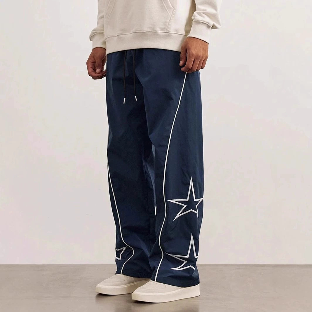 Retro Star Contrast Stripe Casual Pants