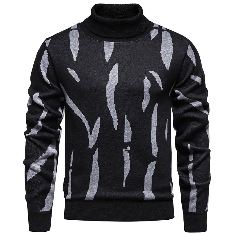 Abstract Pattern Turtleneck Knit Sweater