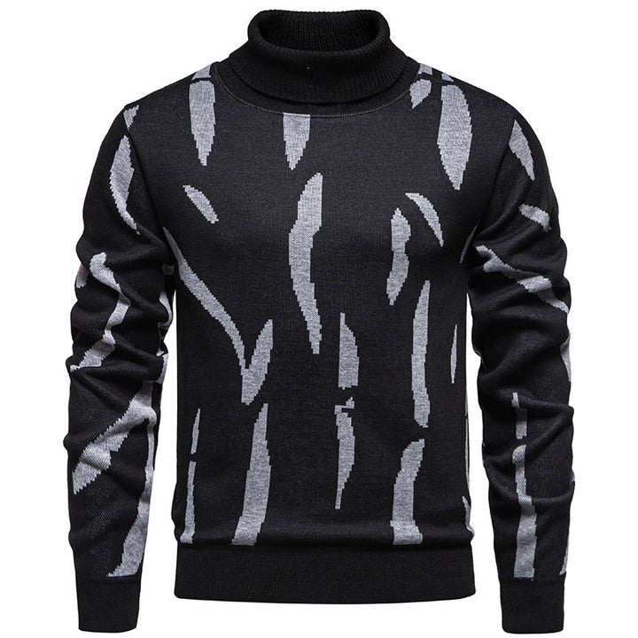 Abstract Pattern Turtleneck Knit Sweater