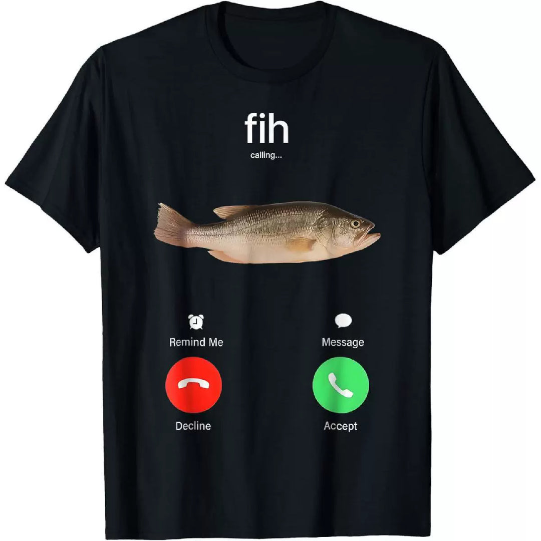 Funny Fish Calling Graphic T-Shirt