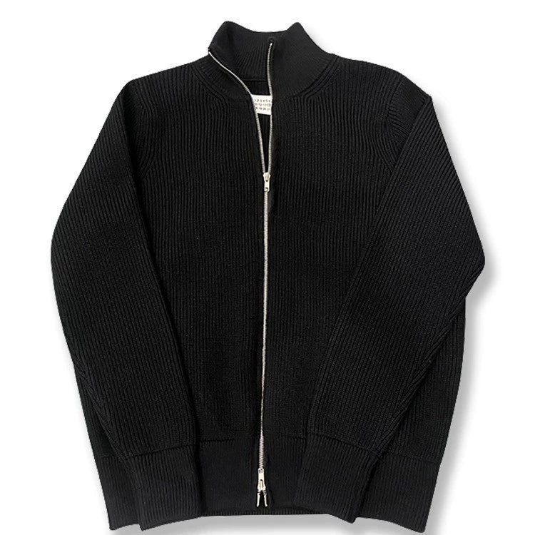 Ribbed Two-Way Zip Cardigan