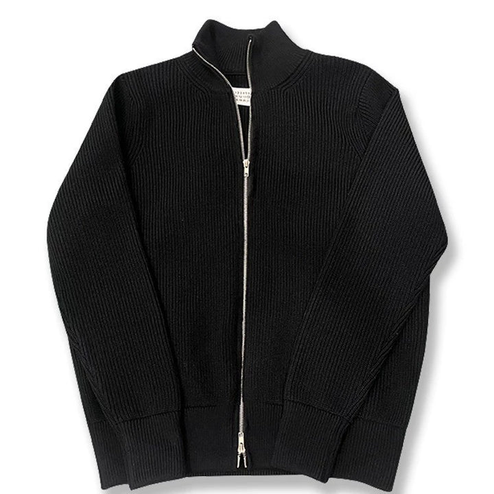 Ribbed Two-Way Zip Cardigan