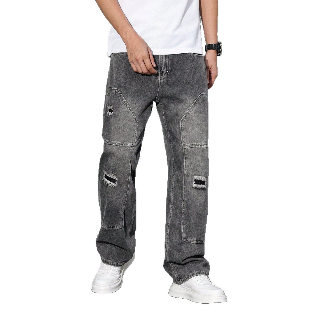 Distressed Carpenter Wide-Leg Jeans