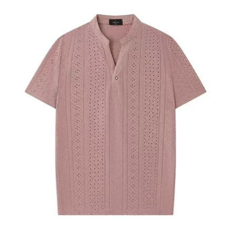 Breathable Textured Henley Shirt