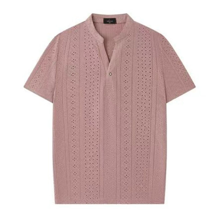Breathable Textured Henley Shirt