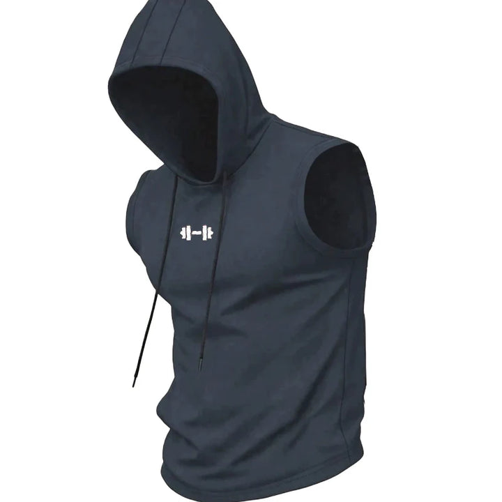 Hooded Fitness Tank Top with Dumbbell