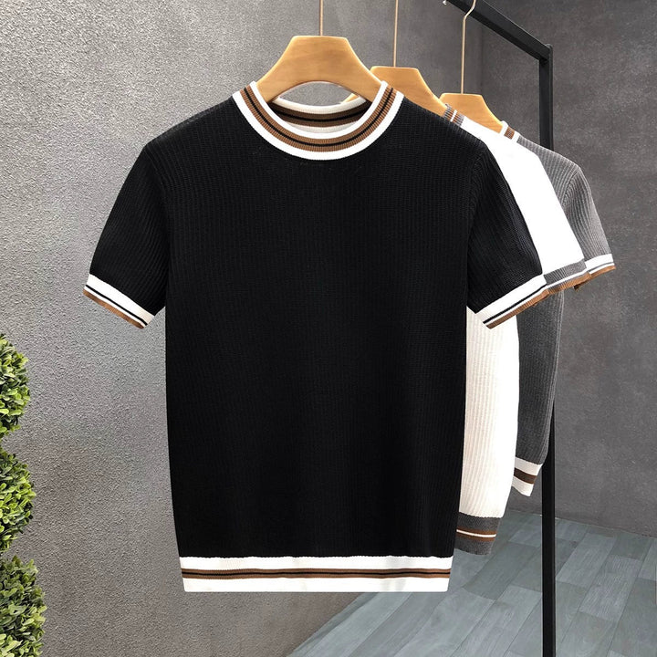 Men’s Color Block Striped Knit T-Shirt