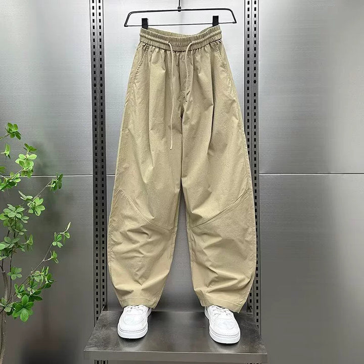 Draped Wide-Leg Pleated Trousers