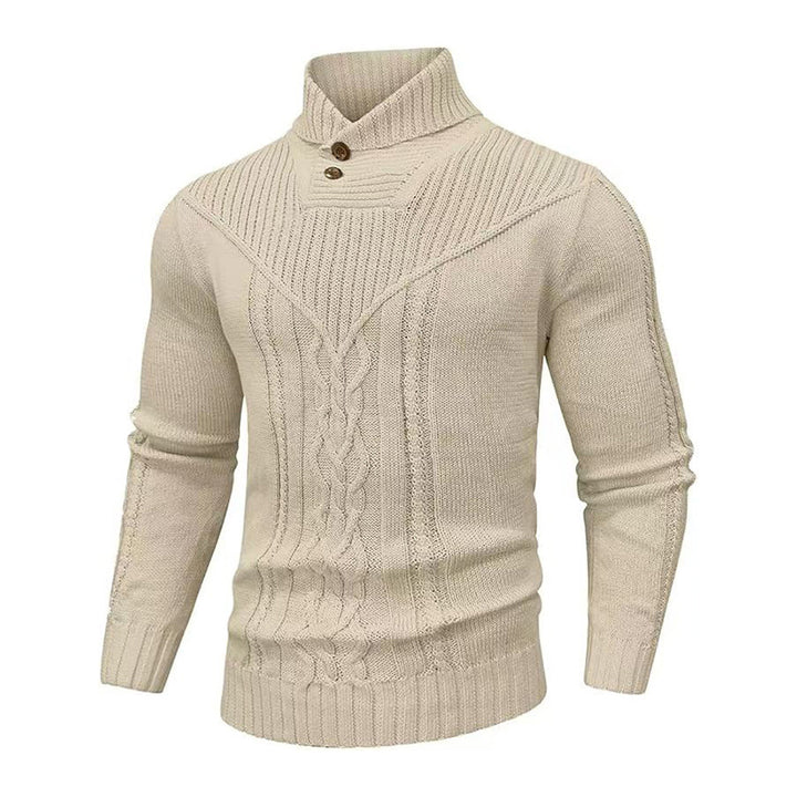 Stand Collar Ribbed Knit Sweater