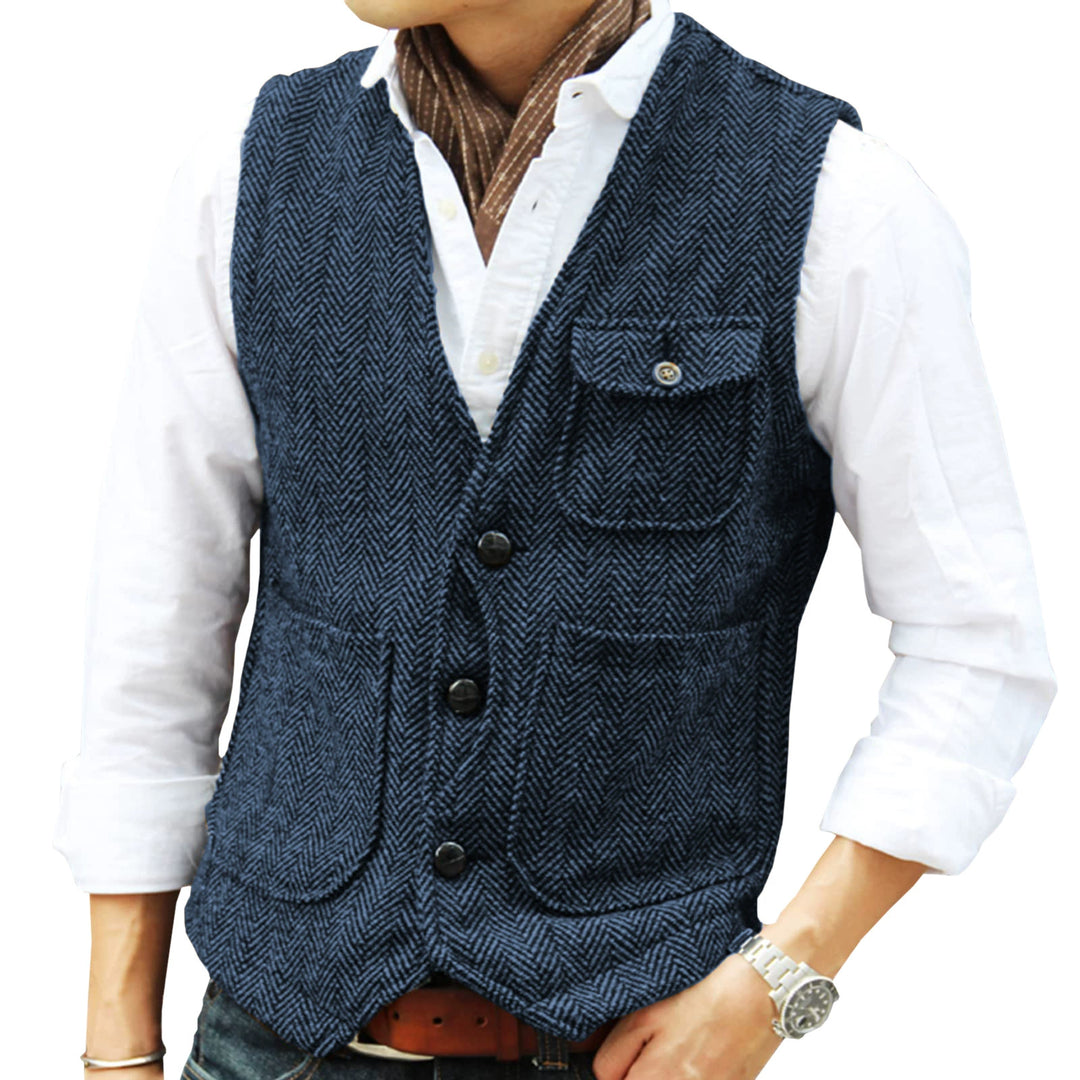 Herringbone Button-Front Vest