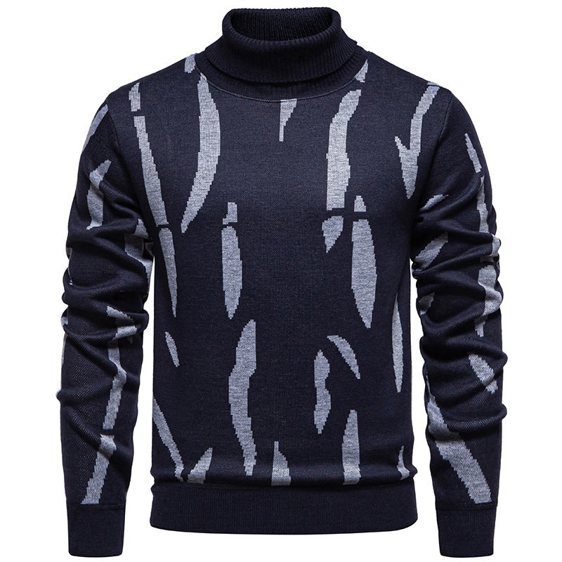 Abstract Pattern Turtleneck Knit Sweater